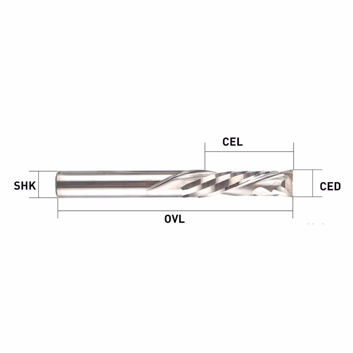Frez kompresyjny do drewna spiralny CNC 2F 4*4*22*45 (HUHAO) - obrazek 2