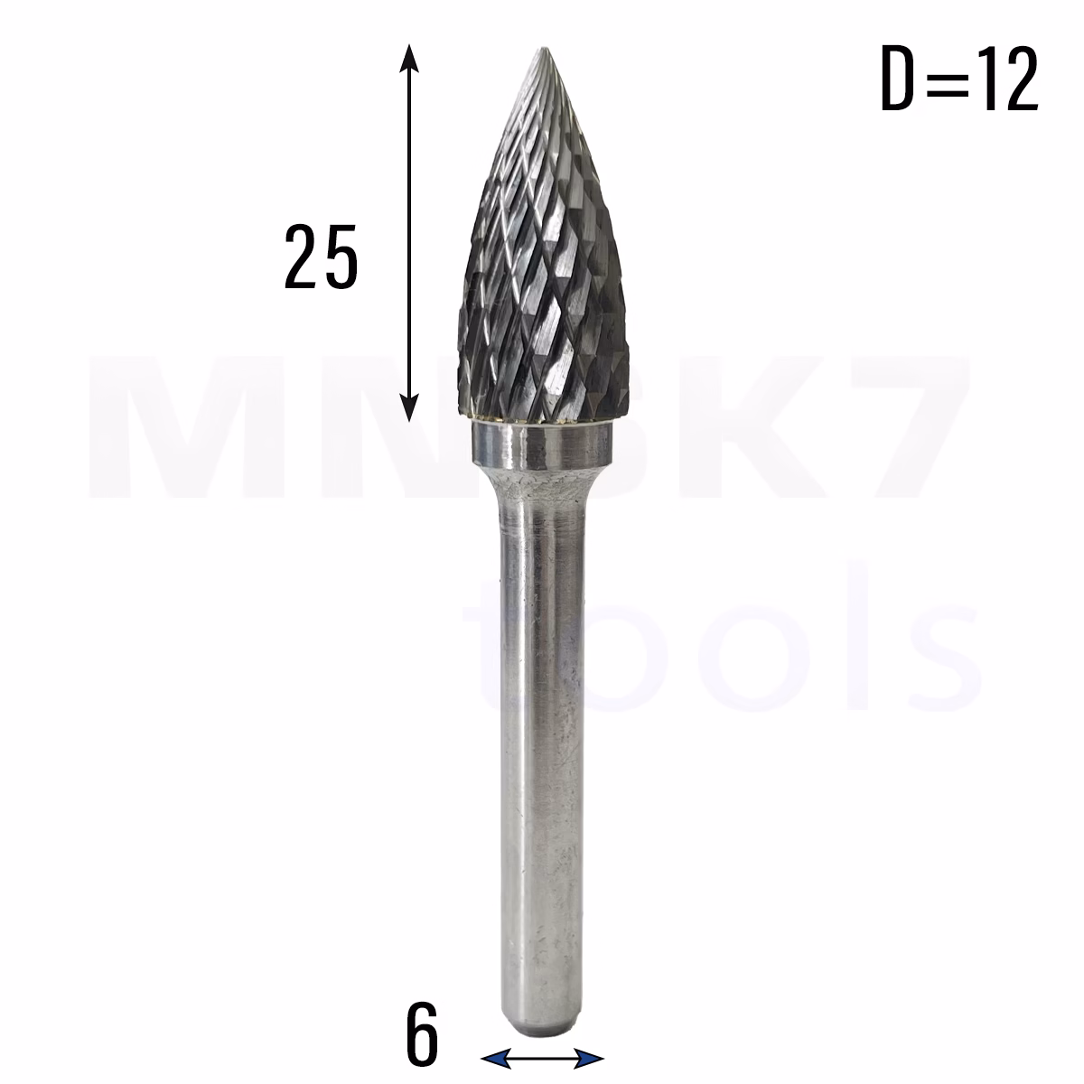 Frez pilnik obrotowy do metalu | 6 mm * 12 mm | VHM HRC 65 | Typ G