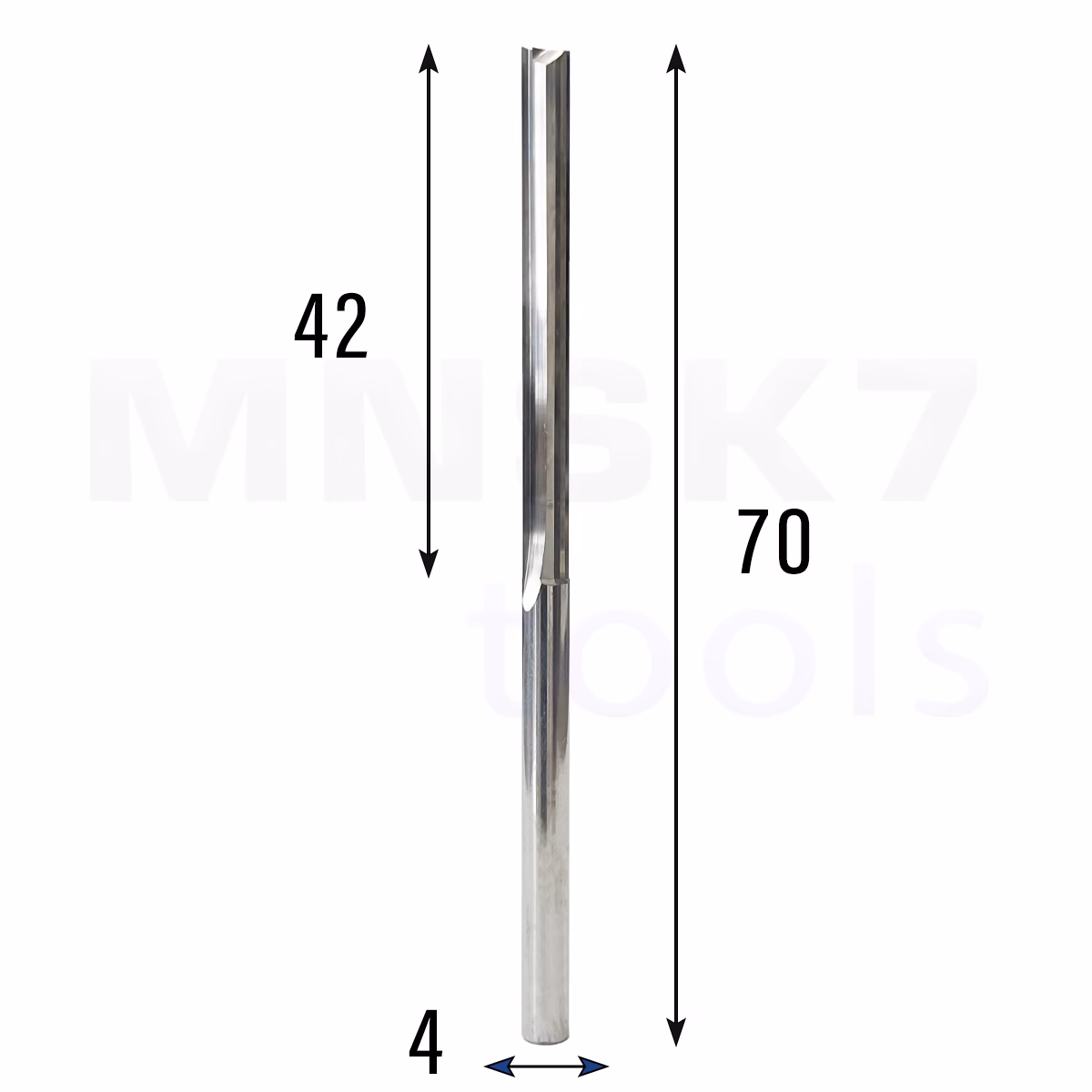 Frez prosty do drewna 2P | fi 4 mm x 42 mm x 70 mm | CNC VHM