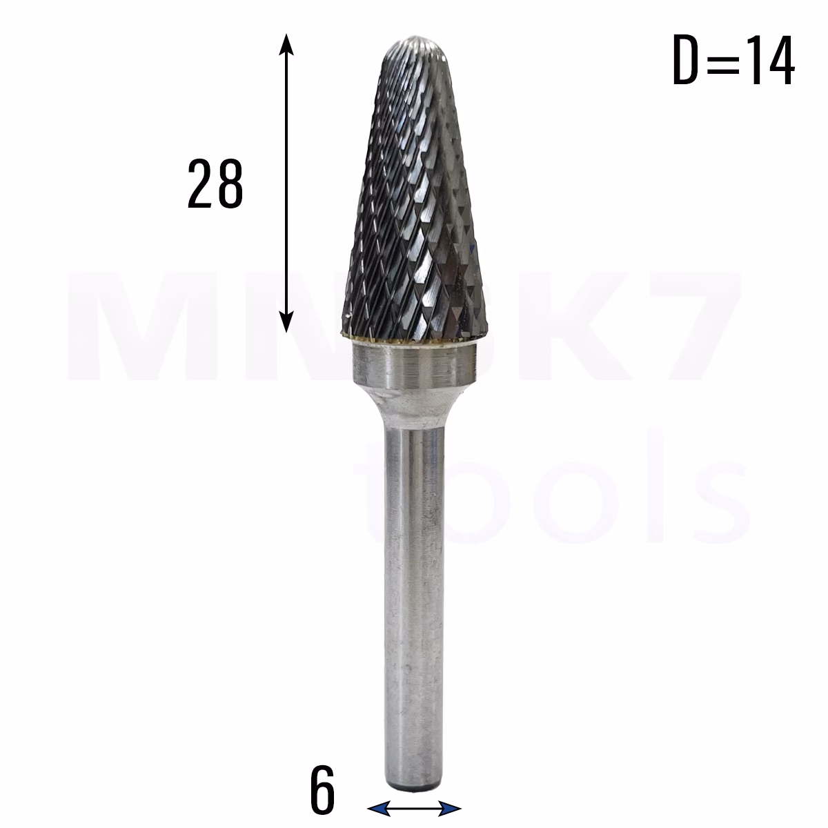 Frez pilnik obrotowy do metalu | 6 mm * 14 mm | VHM HRC 65 | Typ L