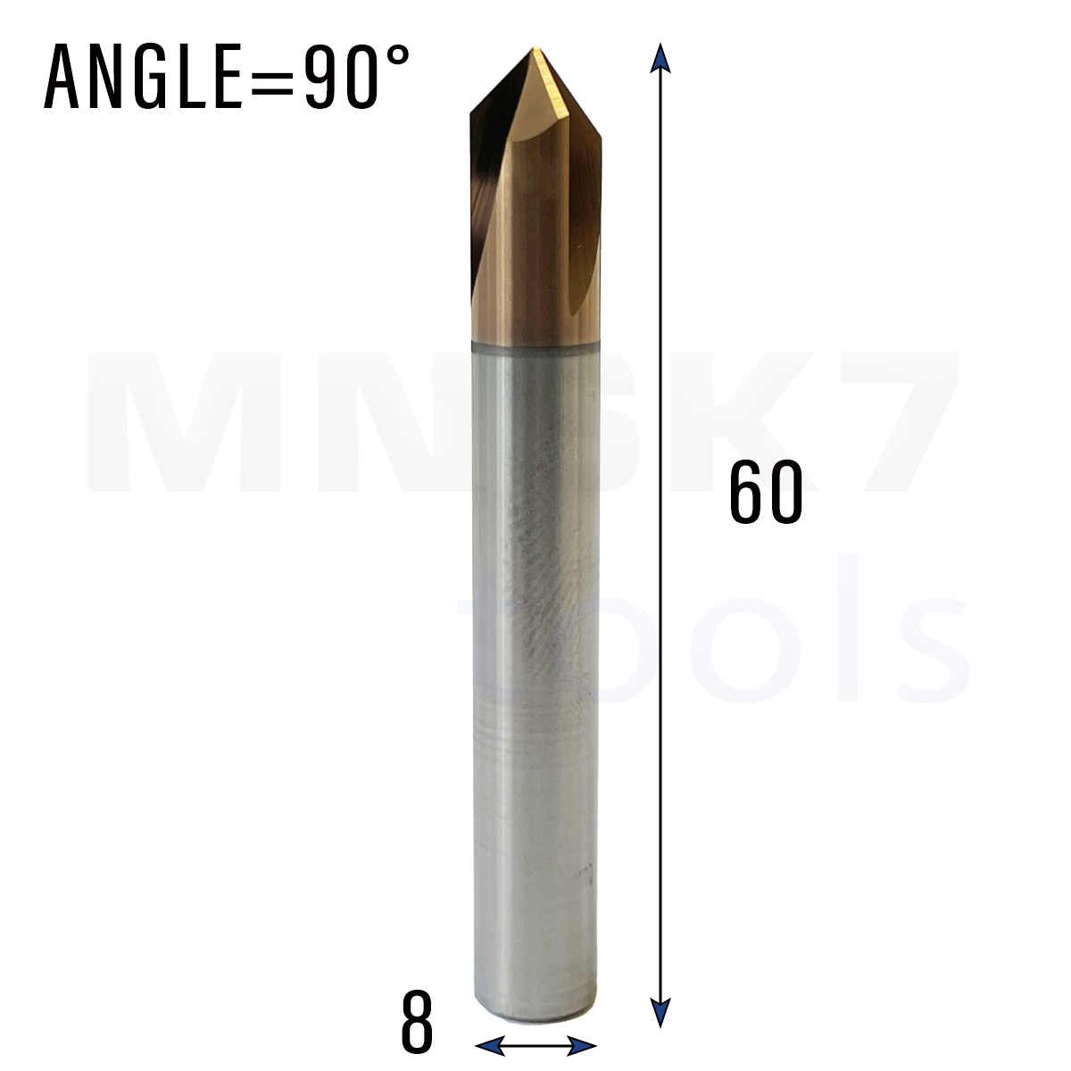 Frez fazownik 90 stopni 3P | 8 mm x 60 mm | CNC VHM HRC 55