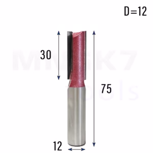 Frez prosty do drewna 2P | trzpień 12mm | fi 12 x 30 x 75 | VHM