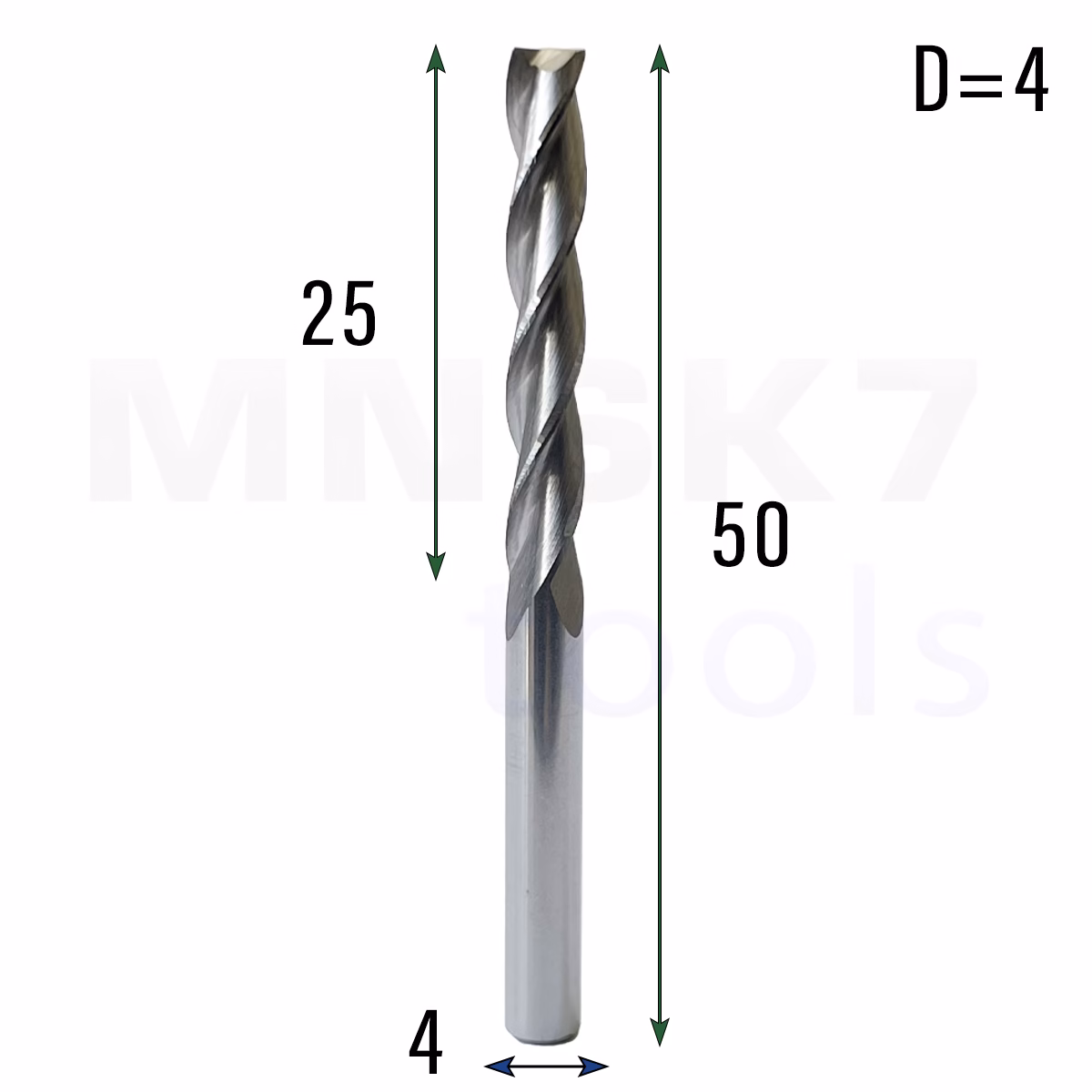 Frez palcowy spiralny do drewna 3P | fi 4 x 25 x 50 | CNC VHM