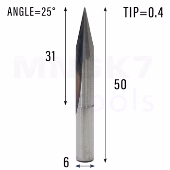 Frez grawer 2P | trzpień 6 | fi 0,4 x 31 x 50 | 25 stopni | VHM CNC