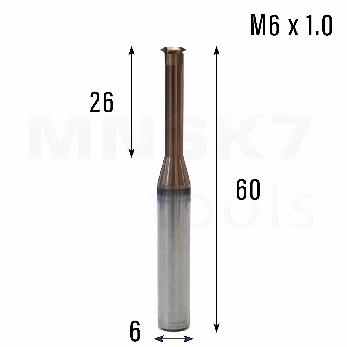 Frez do gwintowania stali UNC | M6 x 1.0 | CNC VHM HRC 60