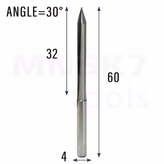 Frez grawer 2P | trzpień 4 mm | fi 0,5 x 32 x 60 | 30 stopni | VHM CNC