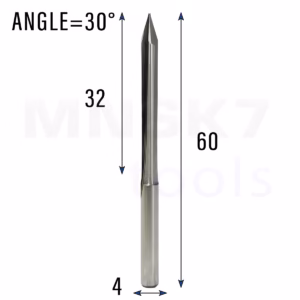 Frez grawer 2P | trzpień 4 mm | fi 0,5 x 32 x 60 | 30 stopni | VHM CNC