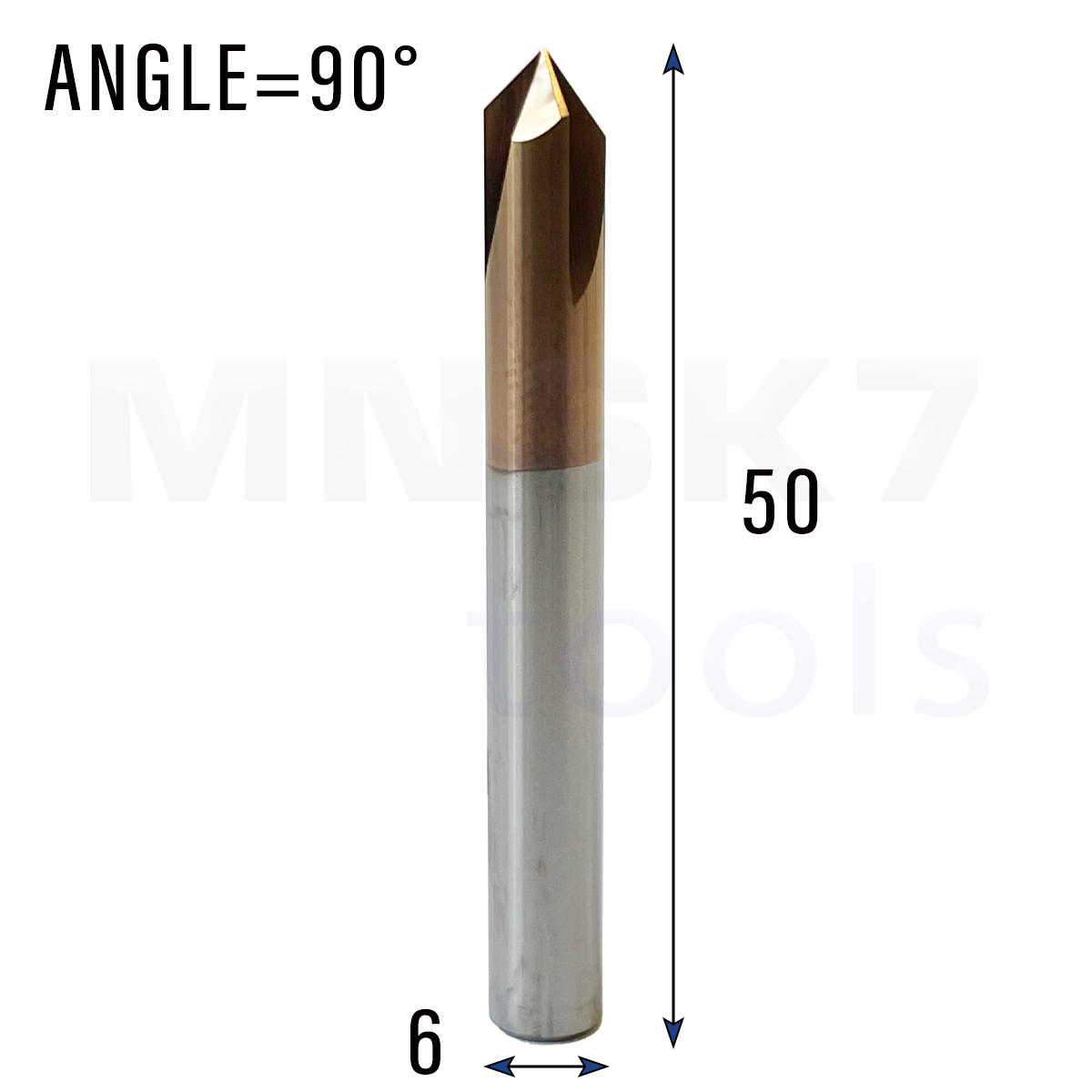 Frez fazownik 90 stopni 3P | 6 mm x 50 mm | CNC VHM HRC 55
