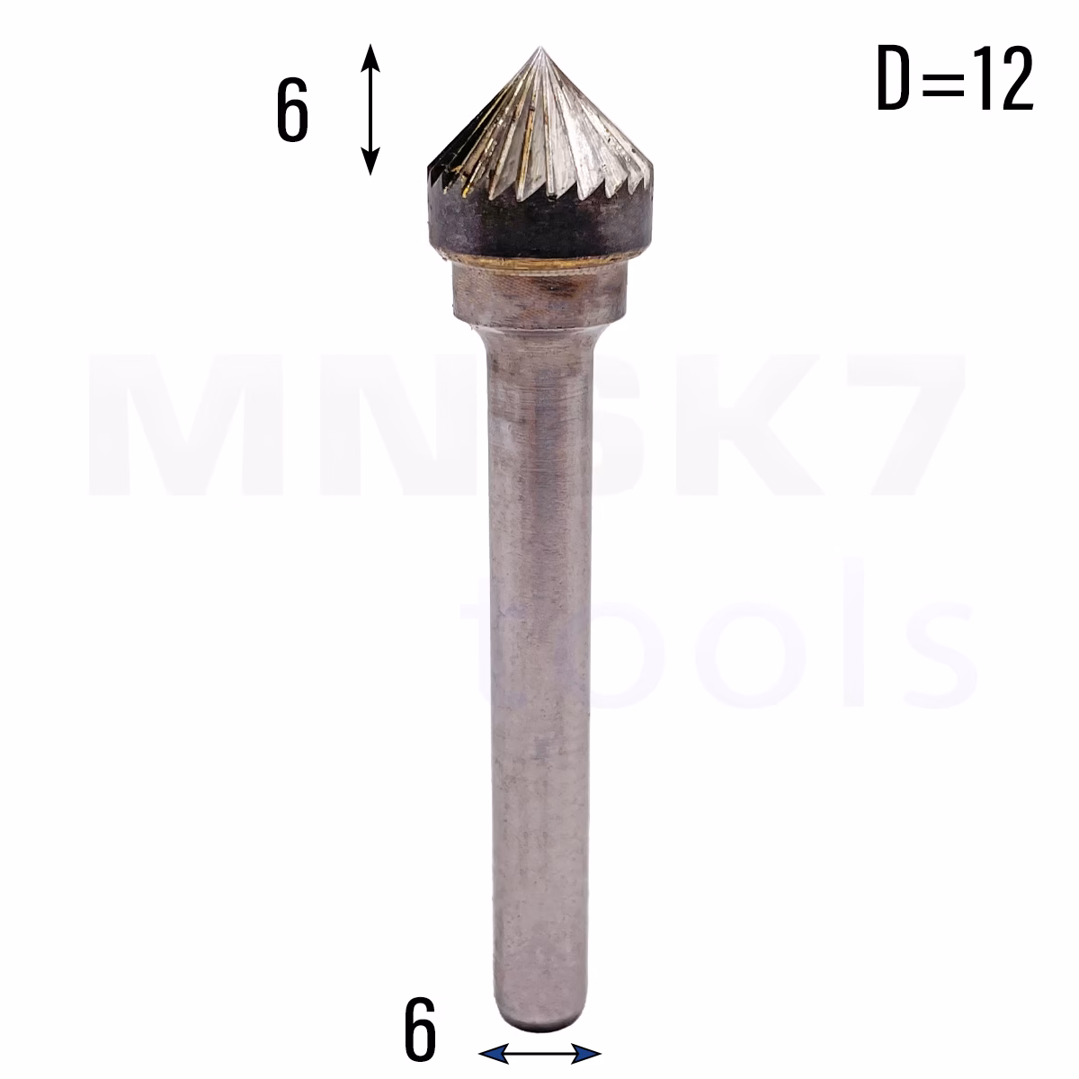 Frez pilnik obrotowy pogłębiacz do metalu | 6 mm * 12 mm | VHM HRC 65 | Typ K
