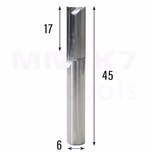 Frez prosty do drewna 2P | fi 6 mm x 17 mm x 45 mm | CNC VHM