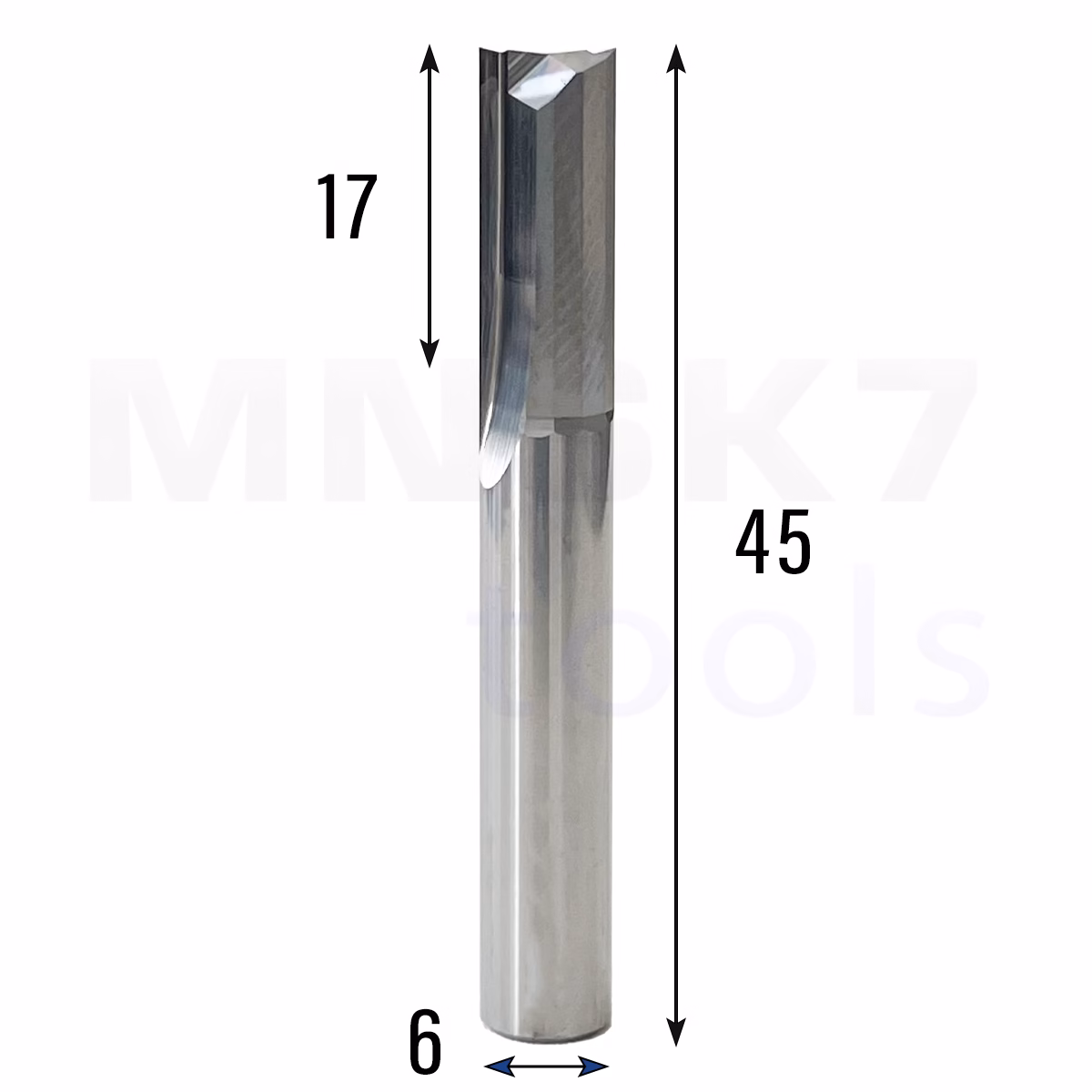 Frez prosty do drewna 2P | fi 6 mm x 17 mm x 45 mm | CNC VHM
