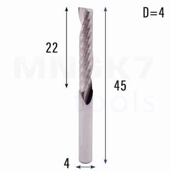 Frez uniwersalny jednopiórowy 1P | fi 4 x 22 x 45 | VHM CNC