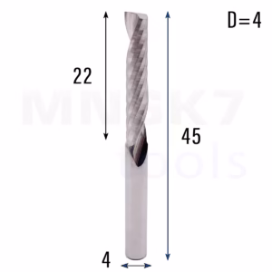 Frez uniwersalny jednopiórowy 1P | fi 4 x 22 x 45 | VHM CNC