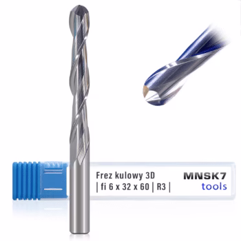 Frez kulowy 3D 2P | trzpień 6 mm | fi 6 x 32 x 60 | R3 | VHM CNC