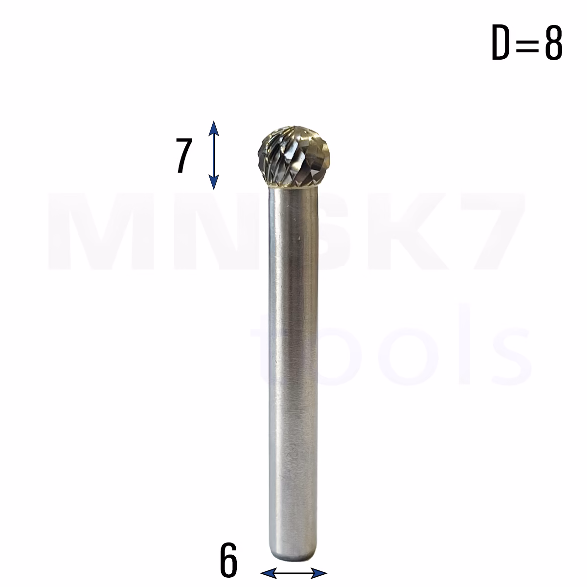 Frez pilnik obrotowy do metalu | 6 mm * 8 mm | VHM HRC 65 | Typ D