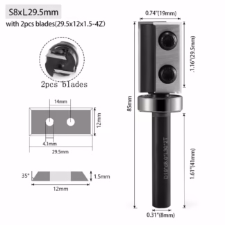 Frez prosty do drewna 2P | trzpień 8 mm | fi 19,05 x 29,5 | z łożyskiem 1L