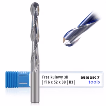 Frez kulowy 3D 2P | trzpień 6 mm | fi 6 x 52 x 80 | R3 | VHM CNC