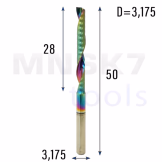 Frez palcowy do PVC 1P | fi 3,175 mm x 50 mm | CNC VHM HRC60 | polerowany DLC