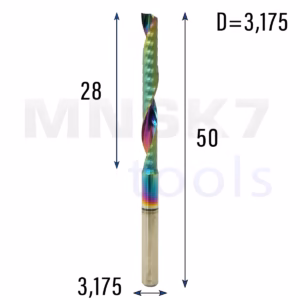 Frez palcowy do PVC 1P | fi 3,175 mm x 50 mm | CNC VHM HRC60 | polerowany DLC