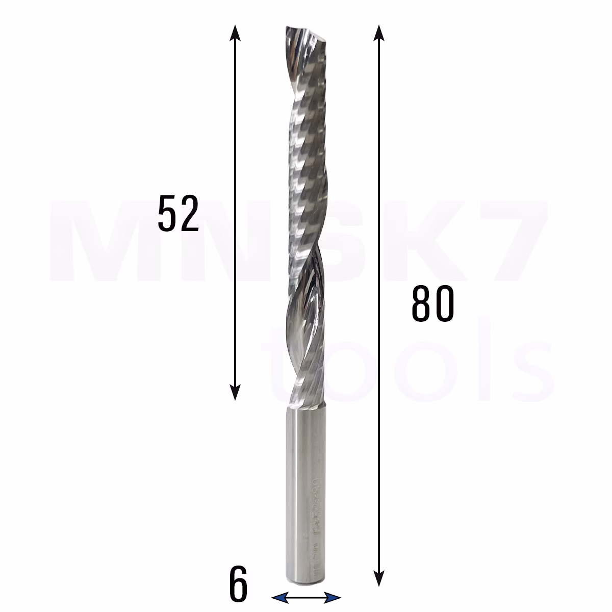 Frez uniwersalny jednopiórowy 1P | fi 6 x 52 x 80 | VHM CNC | Polerowany