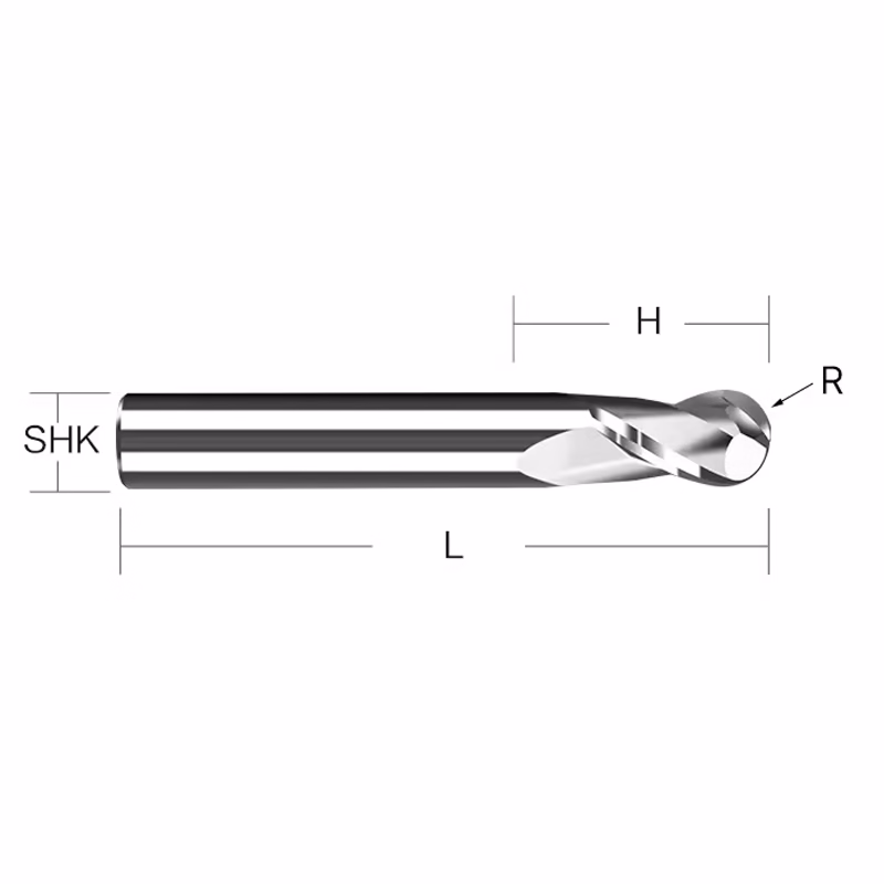 Frez kulowy 3D 2P | trzpień 4 mm | fi 4 x 6 x 50 | R2 | HRC55 | VHM CNC - obrazek 2