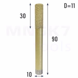 Frez diamentowy prosty do granitu i marmuru | fi 11 × 30 × 90 | CNC