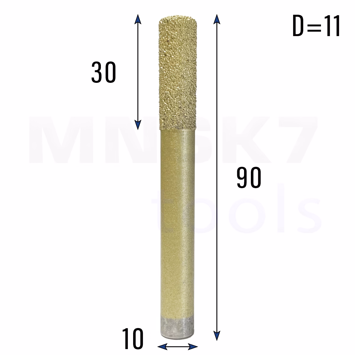 Frez diamentowy prosty do granitu i marmuru | fi 11 × 30 × 90 | CNC