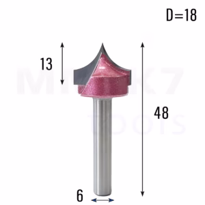 Frez z rowkiem typu V do drewna | trzpień 6 mm | fi 18 x 13 | VHM | CNC