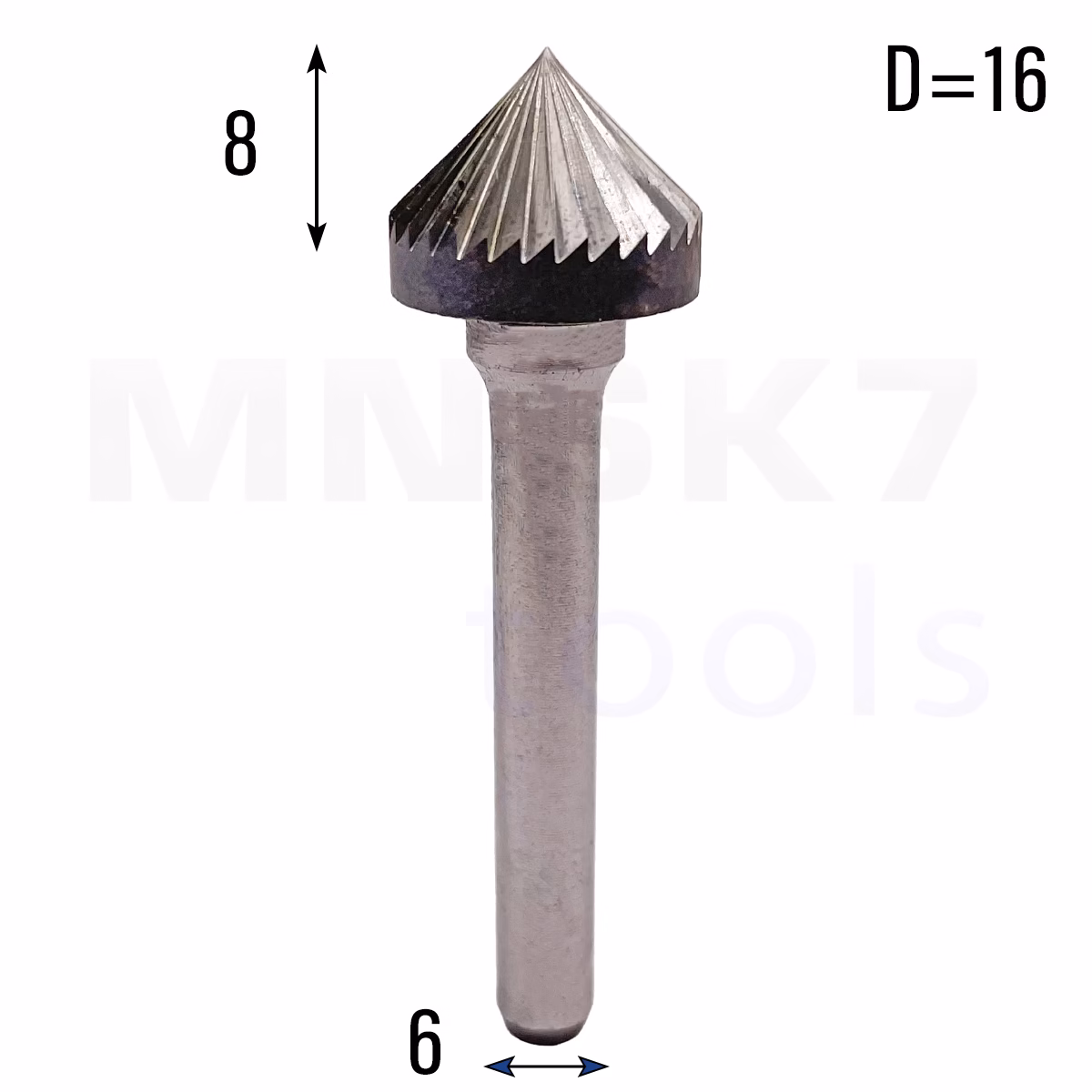 Frez pilnik obrotowy pogłębiacz do metalu | 6 mm * 16 mm | VHM HRC 65 | Typ K