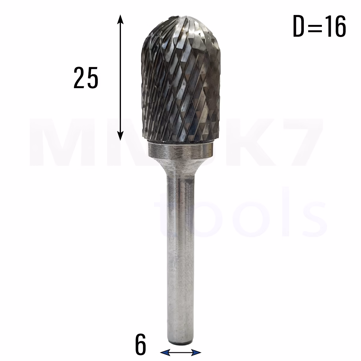 Frez pilnik obrotowy do metalu | 6 mm * 16 mm | VHM HRC 65 | Typ C