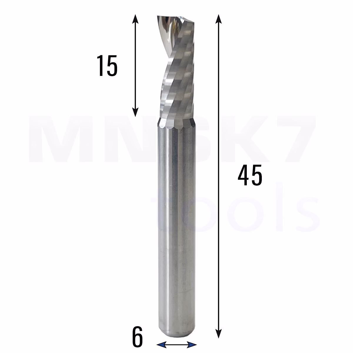 Frez uniwersalny jednopiórowy 1P | fi 6 x 15 x 45 | VHM CNC | Polerowany
