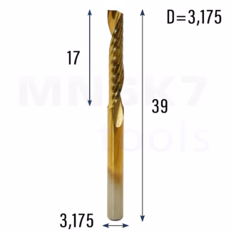 Frez spiralny CNC 1F 3,175*3,175*17*39 AlTiN (HUHAO)