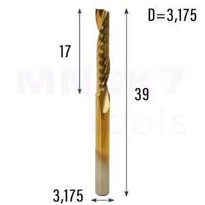 Frez spiralny CNC 1F 3,175*3,175*17*39 AlTiN (HUHAO)
