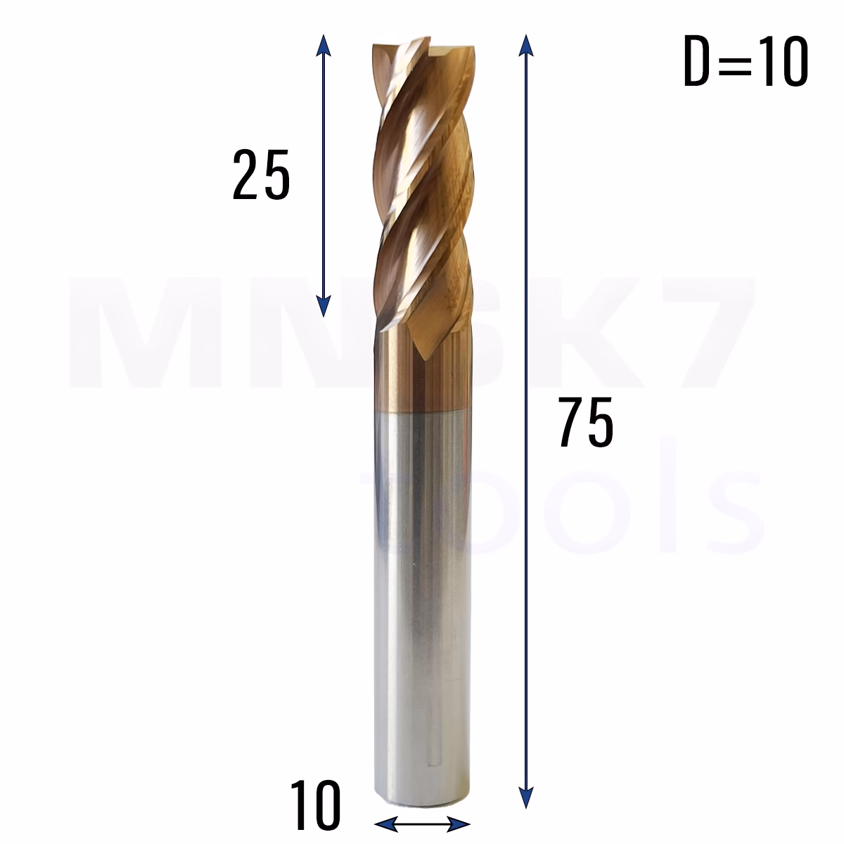 Frez palcowy do metalu 4P | fi 10 mm * 75 mm | CNC VHM HRC 55