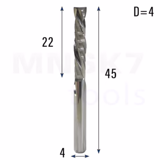 Frez kompresyjny do drewna spiralny CNC 2F 4*4*22*45 (HUHAO)