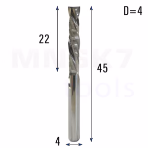 Frez kompresyjny do drewna spiralny CNC 2F 4*4*22*45 (HUHAO)