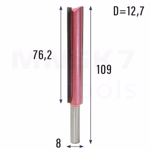 Frez prosty do drewna 2P | trzpień 8mm | fi 12,7 x 76,2 x 109 | VHM