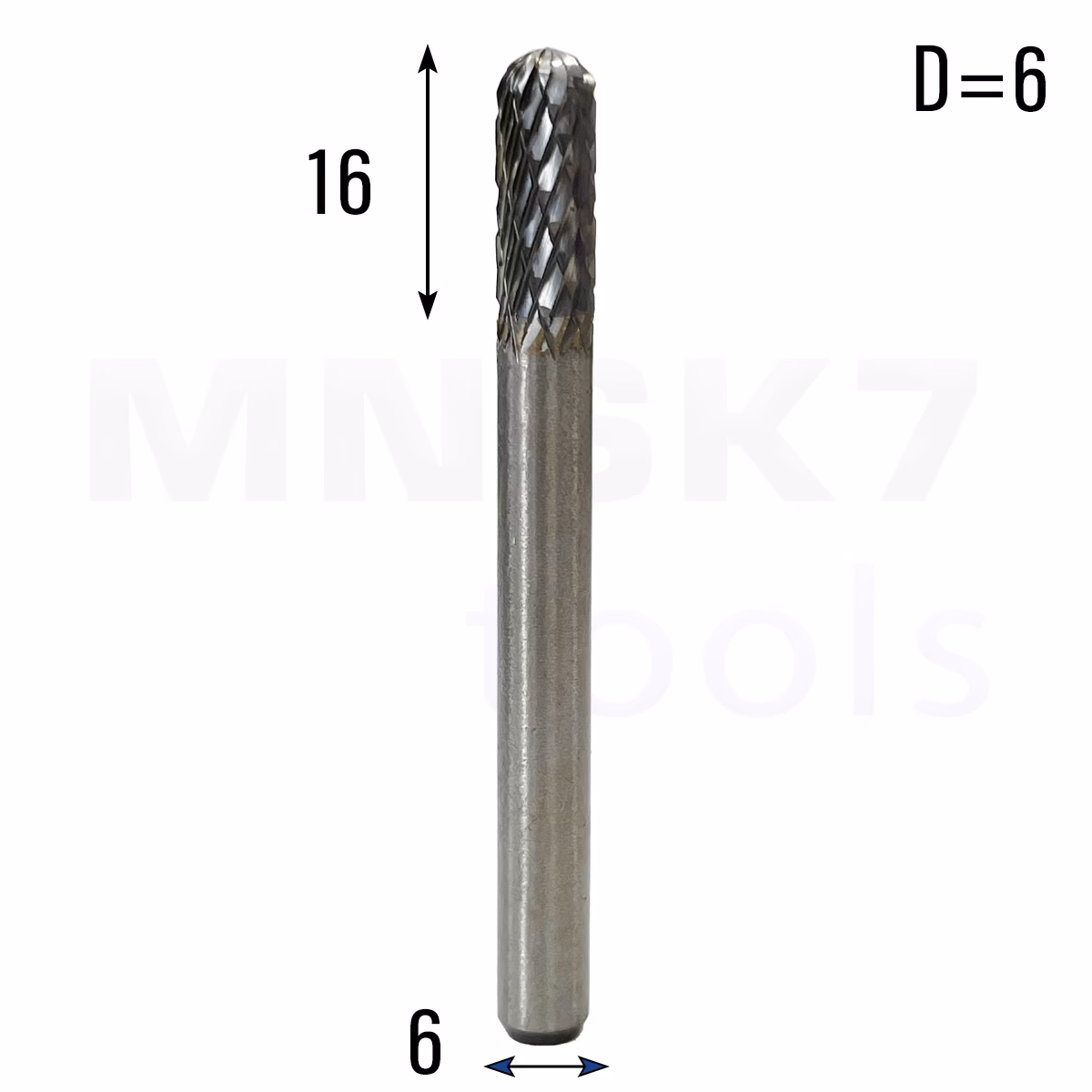 Frez pilnik obrotowy do metalu | 6 mm * 6 mm | VHM HRC 65 | Typ C