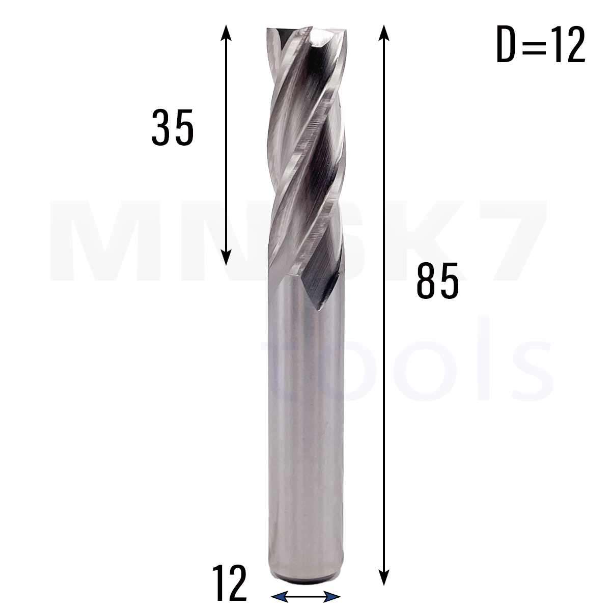 Frez palcowy do stali 4P | fi 12 mm * 85 mm | CNC HSS HRC 60 - obrazek 3