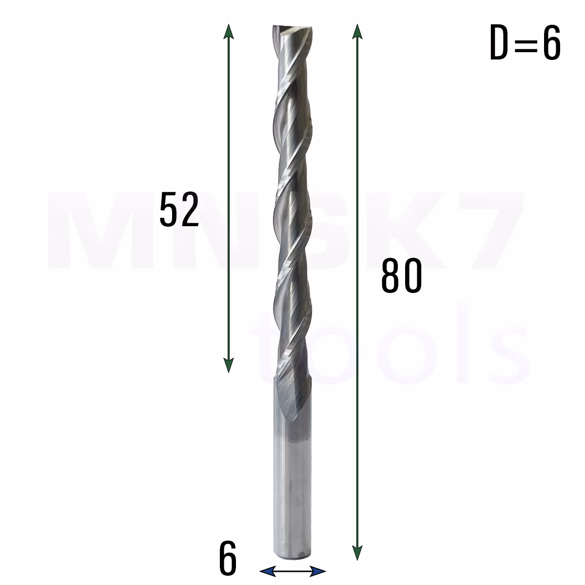 Frez uniwersalny dwupiórowy 2P | fi 6 x 52 x 80 | VHM CNC