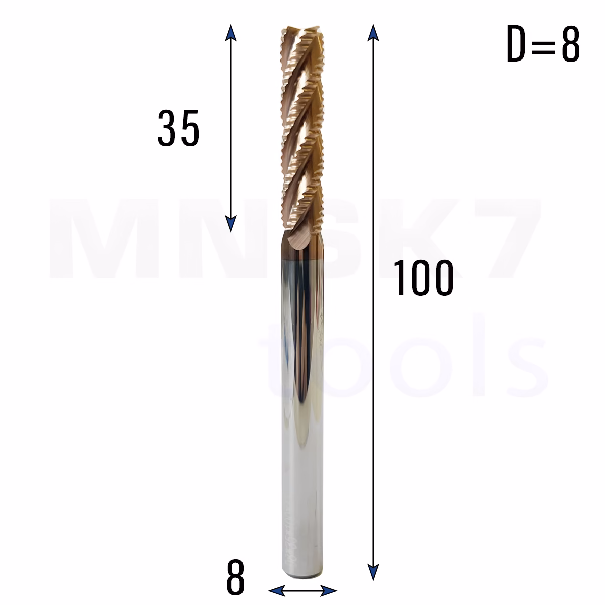 Frez palcowy do metalu 4P | fi 8 mm * 100 mm | CNC VHM HRC 55 | Zgrubny