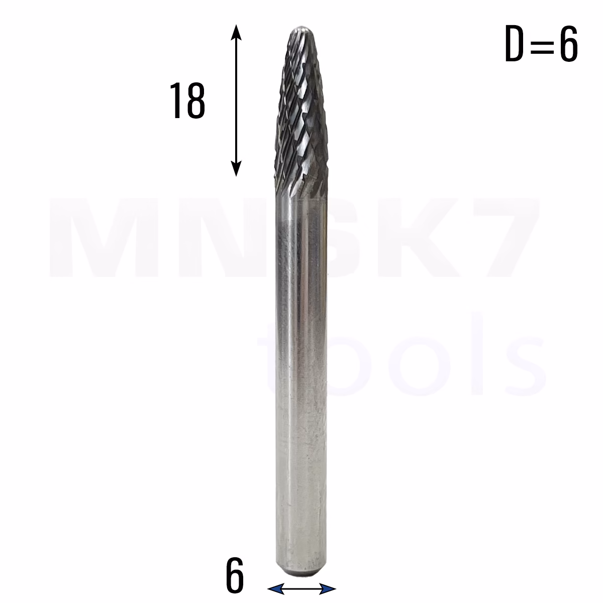 Frez pilnik obrotowy do metalu | 6 mm * 6 mm | VHM HRC 65 | Typ F
