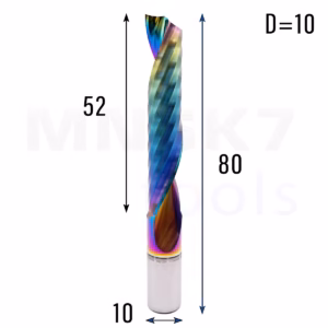 Frez jednopiórowy do aluminium 1P | fi 10 x 52 x 80 | CNC VHM HRC 55 | DLC