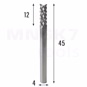Frez wieloostrzowy prosty | fi 4 x 12 x 45 | CNC VHM