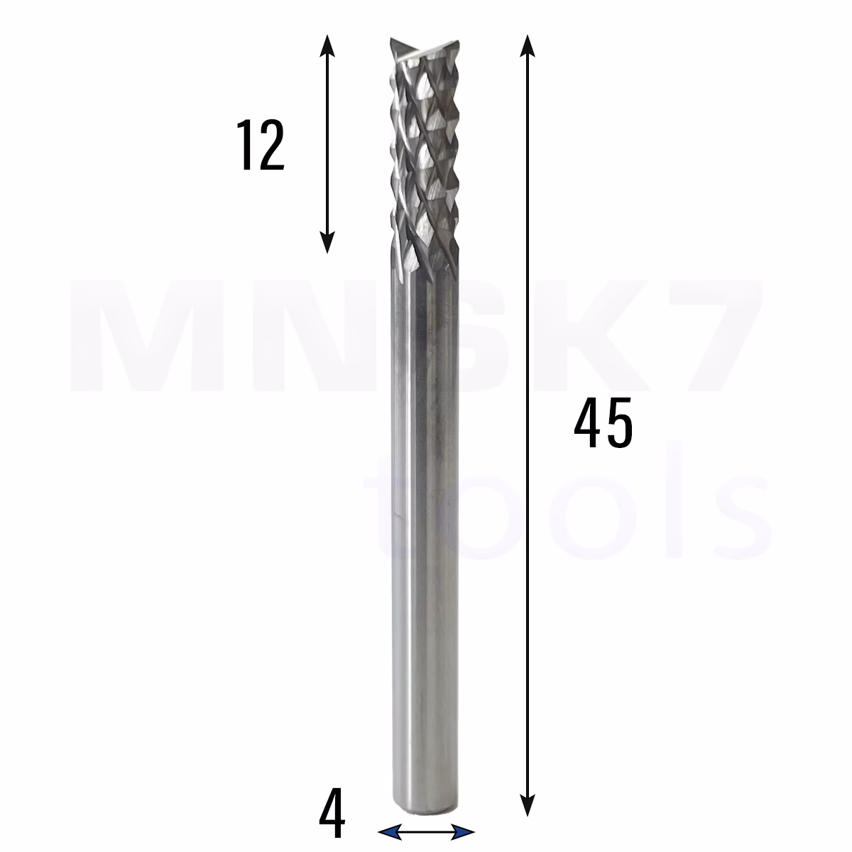 Frez wieloostrzowy prosty | fi 4 x 12 x 45 | CNC VHM