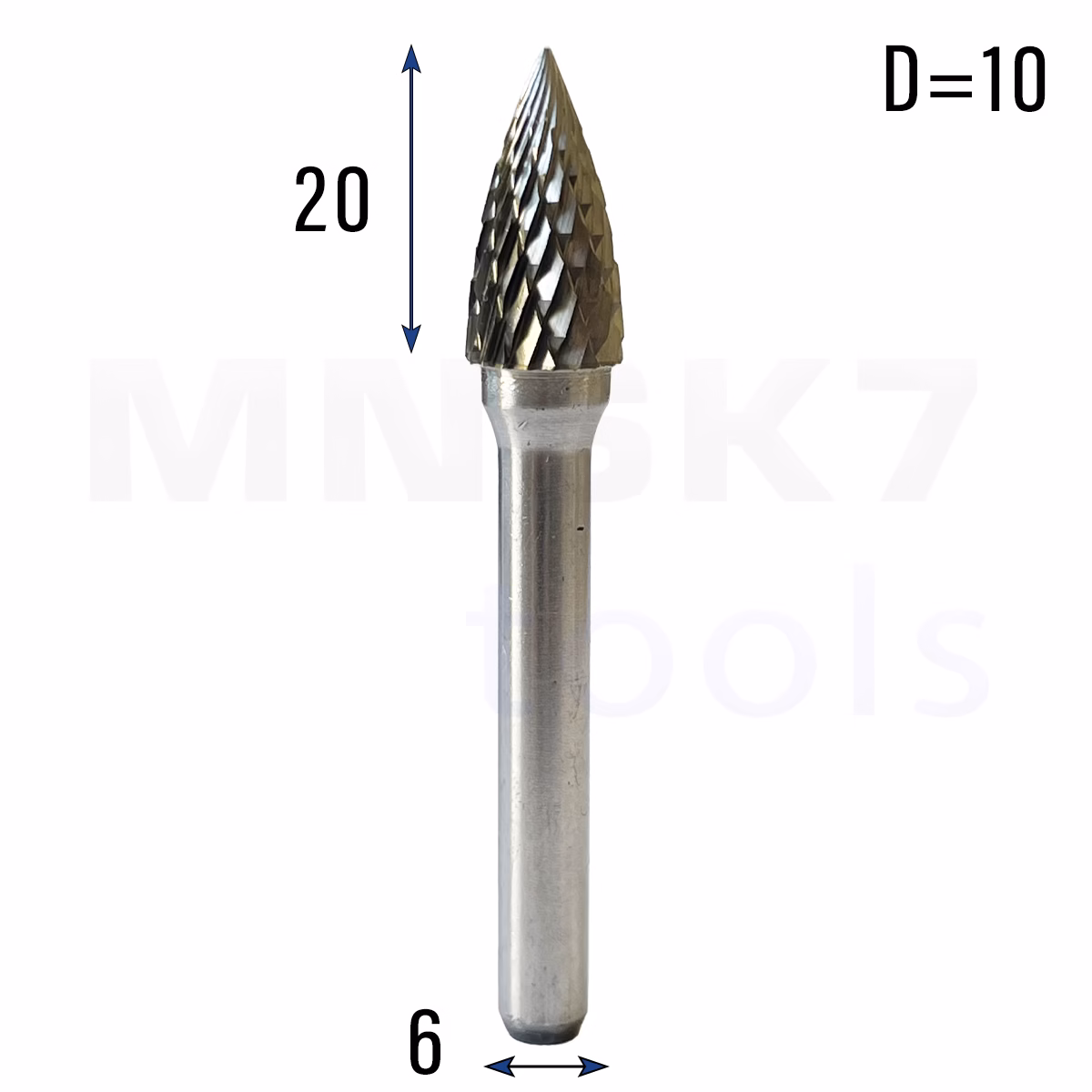 Frez pilnik obrotowy do metalu | 6 mm * 10 mm | VHM HRC 65 | Typ G
