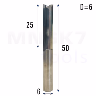 Frez prosty do drewna 2P | fi 6 mm x 25 mm x 50 mm | CNC VHM