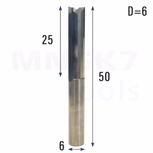 Frez prosty do drewna 2P | fi 6 mm x 25 mm x 50 mm | CNC VHM