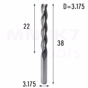 Frez palcowy spiralny do drewna 3P | fi 3.175 x 22 x 38 | CNC VHM