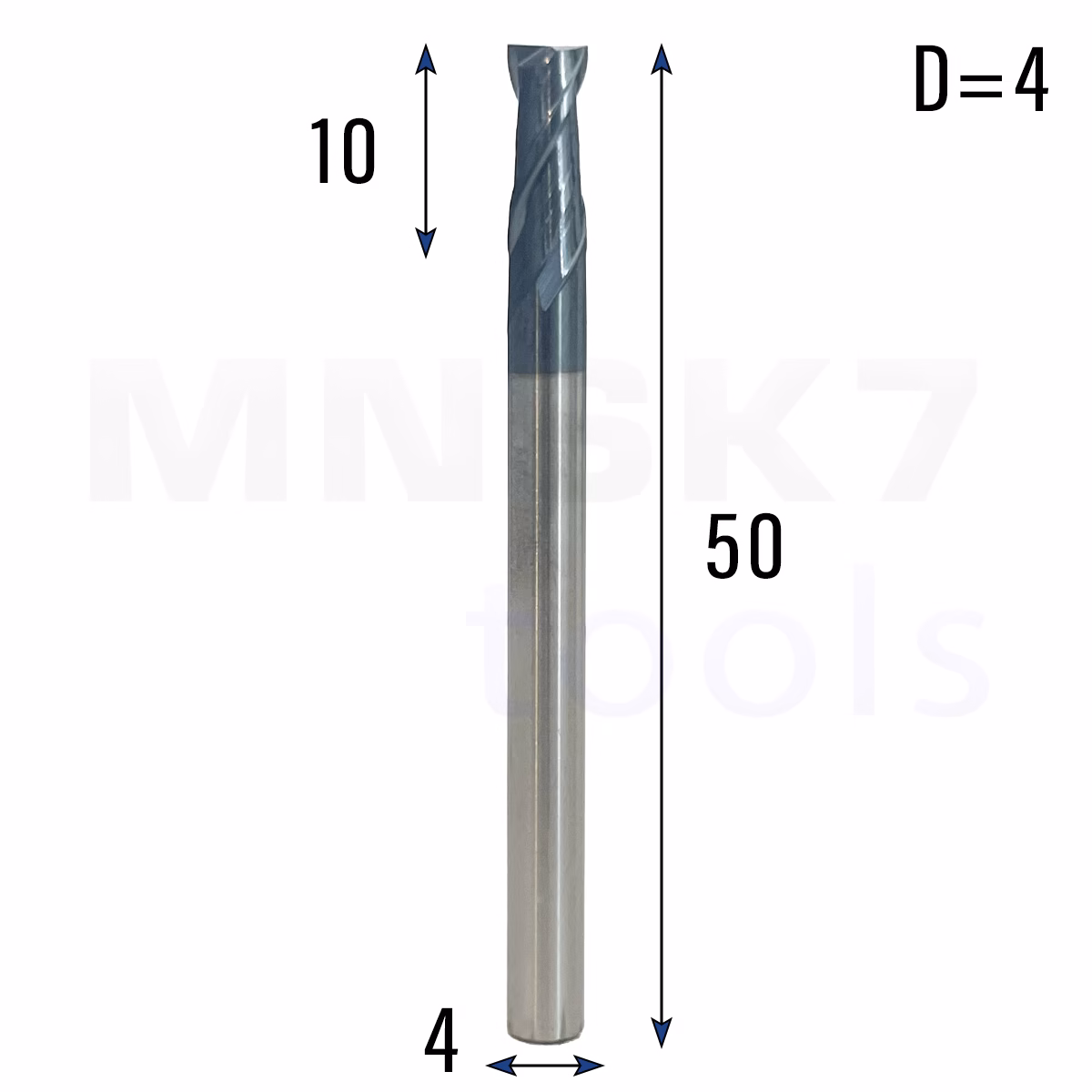 Frez palcowy do metalu 2P | fi 4 mm * 50 mm | CNC VHM HRC 45
